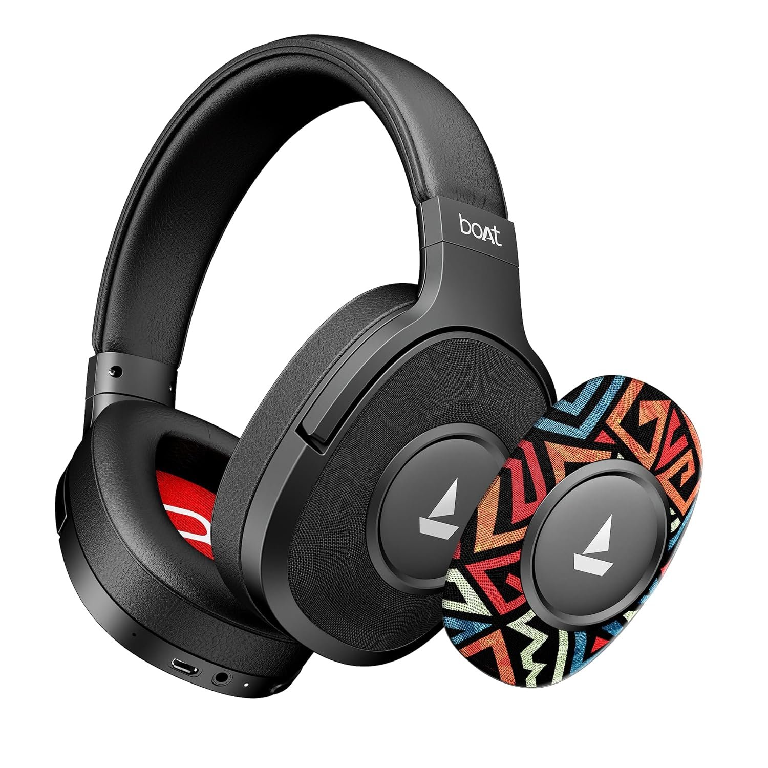 boat rockerz plus 550, customizable earcups, 100h battery, 50mm drivers, dual pair, stream ad free music via app support, bluetooth headphones, wireless headphone with mic (black psyche) boat rockerz plus 550, customizable earcups, 100h battery, 50mm drivers, dual pair, stream ad free music via app support, bluetooth headphones, wireless headphone with mic (black psyche)